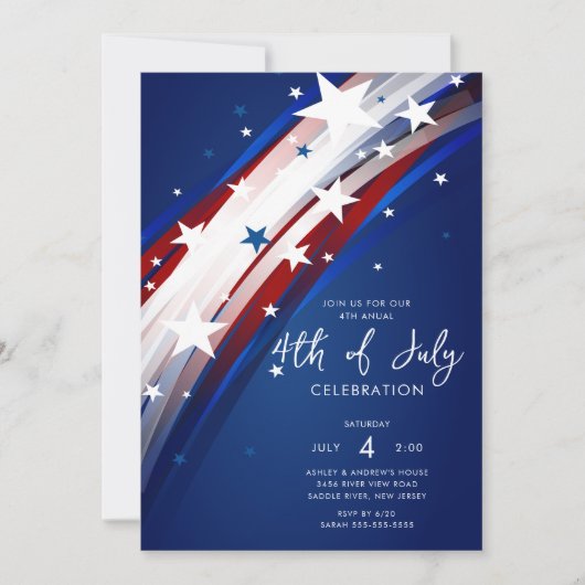 Invitation Étoiles et rayures patriotiques Quatrième juillet (Devant)