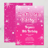 Invitation Étoiles étincelantes rose pâle et chaud Allons à l (Devant / Derrière)