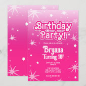 Invitation Étoiles étincelantes rose pâle et chaude fête d'an (Devant / Derrière)