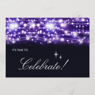 Invitation Étoiles Étincelantes Violet