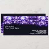 Invitation Étoiles Étincelantes Violettes (Devant / Derrière)