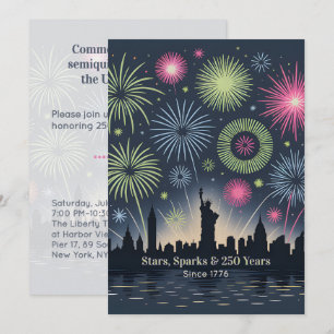 Invitation Étoiles, Étincelles et 250 Ans Célébration de New 