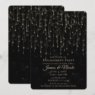 Invitation Étoiles Filantes Étincelantes Fête de Fiançailles