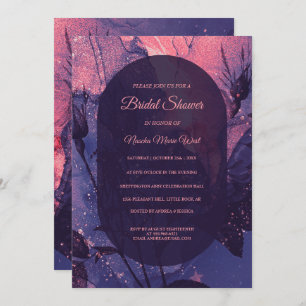 Invitation Étoiles florales violettes et roses Alt Goth Fête 