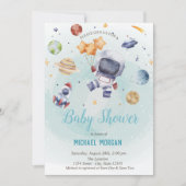Invitation Étoiles, Fusée, Astronaute Baby Shower dans l'espa (Devant)
