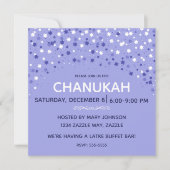 Invitation Étoiles Hanoukka bleues et blanches (Devant)