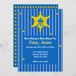 Invitation Etoiles Jaunes et Pacifier Baby Boy Douche