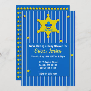 Invitation Etoiles Jaunes et Pacifier Baby Boy Douche