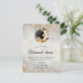 Invitation Étoiles Lunes Fleurs Or Céleste (Debout devant)