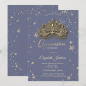 Invitation Étoiles Masque Pastel Lavander Quinceanera (Devant / Derrière)
