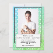 INVITATION ÉTOILES MODERNES MAJEURES GRAD VERT | FÊTE DE DIPL (Devant)