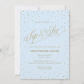 Invitation Étoiles mousseuses Bleu Garçon bébé Sip et voir (Devant)