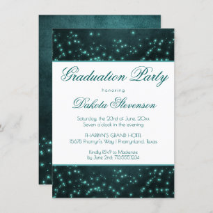 Invitation Étoiles Mystic Twilight   Graduation Turquoise pro
