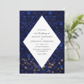 Invitation Étoiles mystiques Floral Mariage damassé (Debout devant)