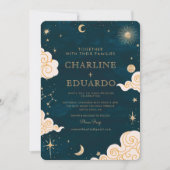 Invitation Étoiles mystiques Lune Céleste Qr Code Mariage (Devant)