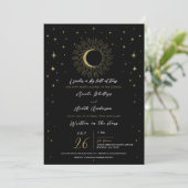 Invitation Étoiles noires et dorées Soleil céleste Explosion (Debout devant)