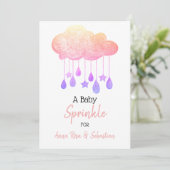 Invitation *~* Étoiles Nuage Pluie Baby shower d'arrosage (Debout devant)