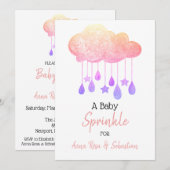 Invitation *~* Étoiles Nuage Pluie Baby shower d'arrosage (Devant / Derrière)