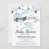 Invitation Etoiles, Nuages, Baby shower d'avion (Devant)