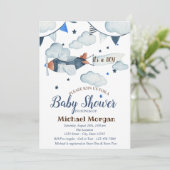 Invitation Etoiles, Nuages, Baby shower d'avion (Debout devant)