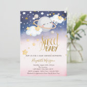 Invitation Etoiles Nuages Planet Ombre Baby shower (Debout devant)