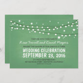 Invitation Étoiles Nuit Vert Mariage rustique Invite (Devant / Derrière)