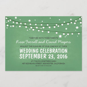 Invitation Étoiles Nuit Vert Mariage rustique Invite