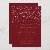 Invitation Etoiles or et argent Confetti Mariage moderne (Devant / Derrière)