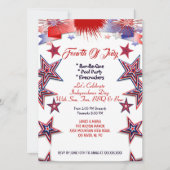 Invitation Étoiles patriotiques 4e juillet Firecrackers BBQ P (Devant)
