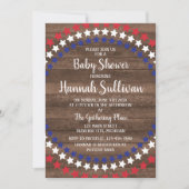 Invitation Étoiles patriotiques Baby shower rustique 4 juille (Devant)
