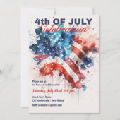 Invitation Étoiles patriotiques et rayures 4 juillet Fête (Devant)