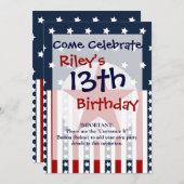 Invitation Étoiles patriotiques et rayures Drapeau américain (Devant / Derrière)