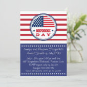 Invitation Étoiles patriotiques et stries 4 juillet BBQ (Debout devant)