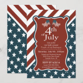 Invitation Étoiles patriotiques & Frappe 4 juillet (Devant / Derrière)