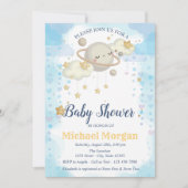 Invitation Etoiles Planète Nuages Baby shower bleu (Devant)