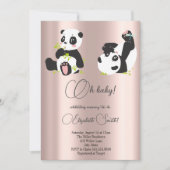 Invitation Étoiles, points, mignons pandas, baby shower (Devant)