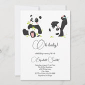 Invitation Étoiles, points, mignons pandas, baby shower (Devant)