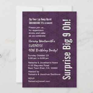 Invitation Etoiles pourpres d'Eggplant d'Anniversaire Surpris