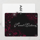 Invitation Étoiles profondes rose et noire Étoiles Sweet sixt (Devant / Derrière)