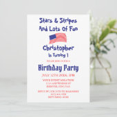 Invitation Étoiles & rayures 1er anniversaire (Debout devant)