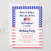 Invitation Étoiles & rayures 1er anniversaire (Devant)