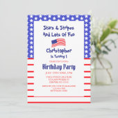 Invitation Étoiles & rayures 1er anniversaire (Debout devant)