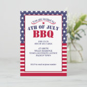 Invitation Étoiles rayures bleues blanches rouges drapeau USA (Debout devant)