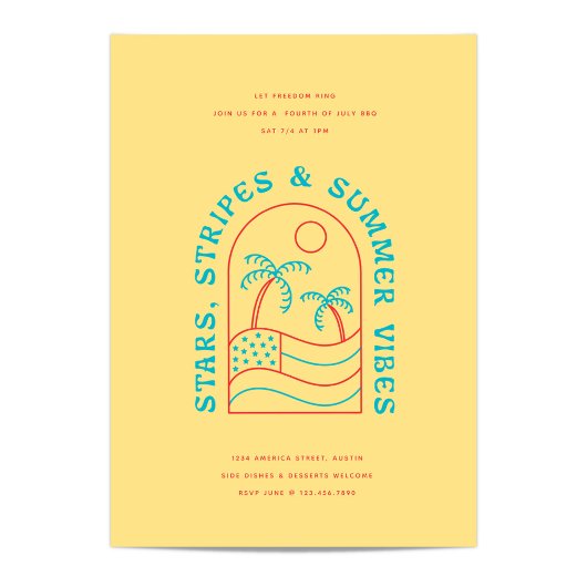 Invitation Étoiles, rayures et ambiance estivale Fête de barb