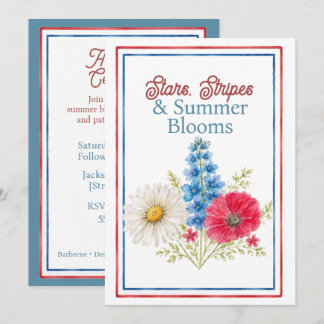 Invitation Étoiles, Rayures et Floraisons d'Été du 4 Juillet