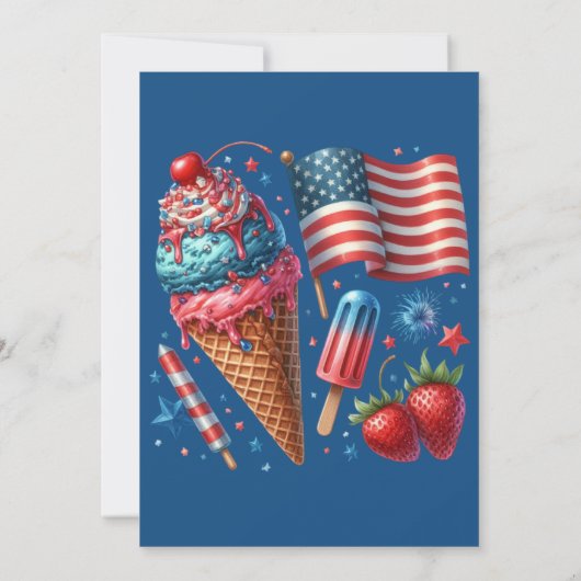 Invitation Étoiles, rayures et Scoops (Dos)