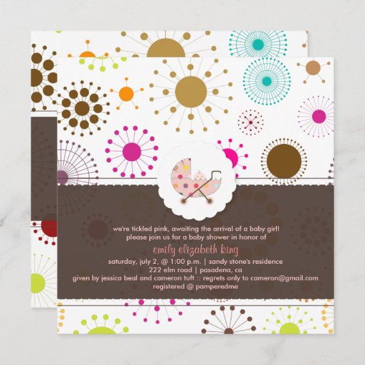 Invitation Étoiles rétro PixDezines, baby shower (Devant / Derrière)