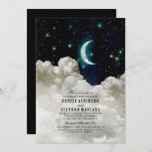 Invitation Étoiles romantiques et la fête d'engagement de la  (Devant / Derrière)