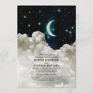Invitation Étoiles romantiques et la fête d'engagement de la