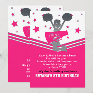 Invitation Étoiles rose chaud et blanc pour la fête de cheerl